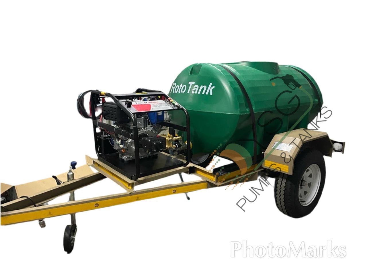 1000L High Pressure Washer Trailer Horizontal Unit Diesel Engine