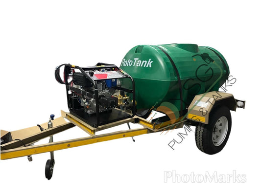 1000 Litre Horizontal High Pressure Washer Trailer Diesel Engine