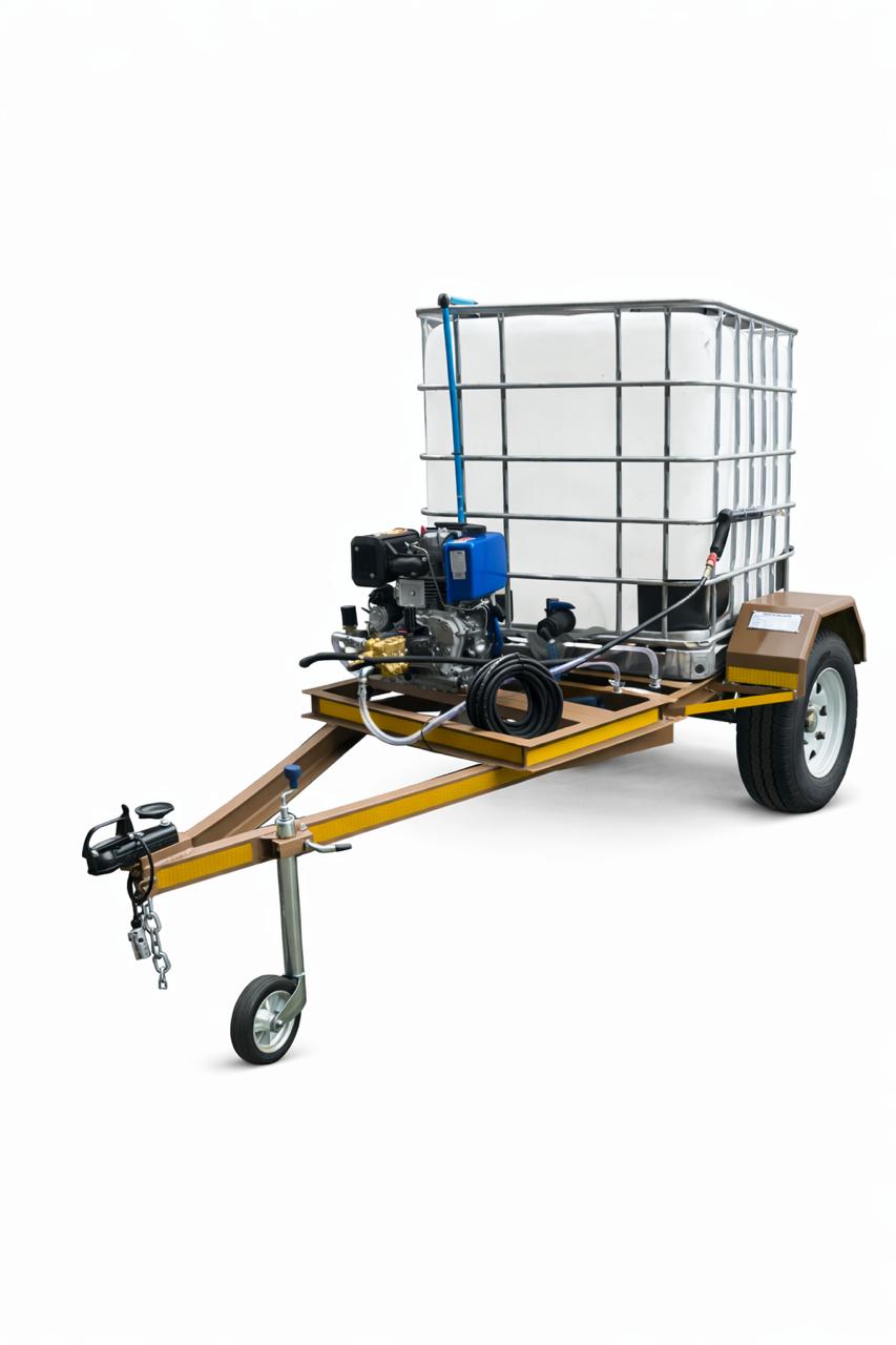 1000L High Pressure Washer Trailer Flowbin Unit Diesel Engine