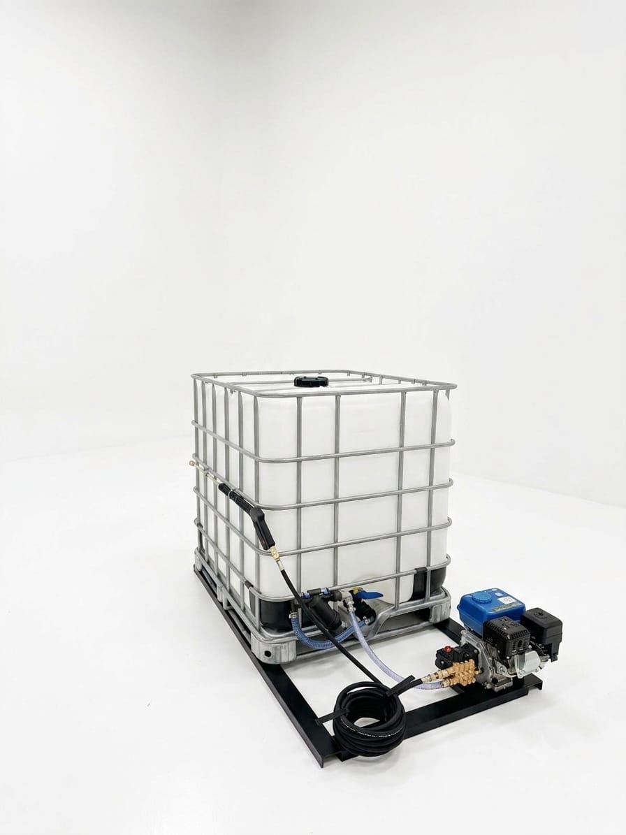 1000L Mobile High Pressure Washer 124 Bar 5.5HP Petrol Unit