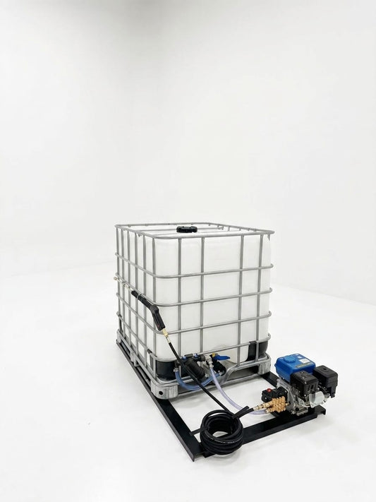 1000L Mobile High Pressure Washer 124 Bar 5.5HP Petrol Unit