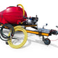 1500 litre red tank on a trailer with a fire figthing pump