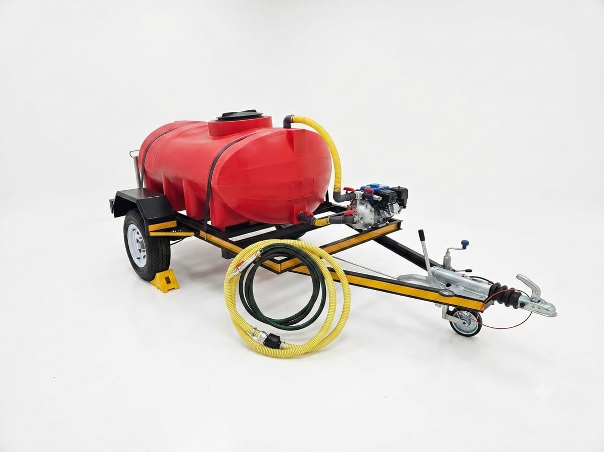 1500 litre tank on a trailer with a fire fighting pump 